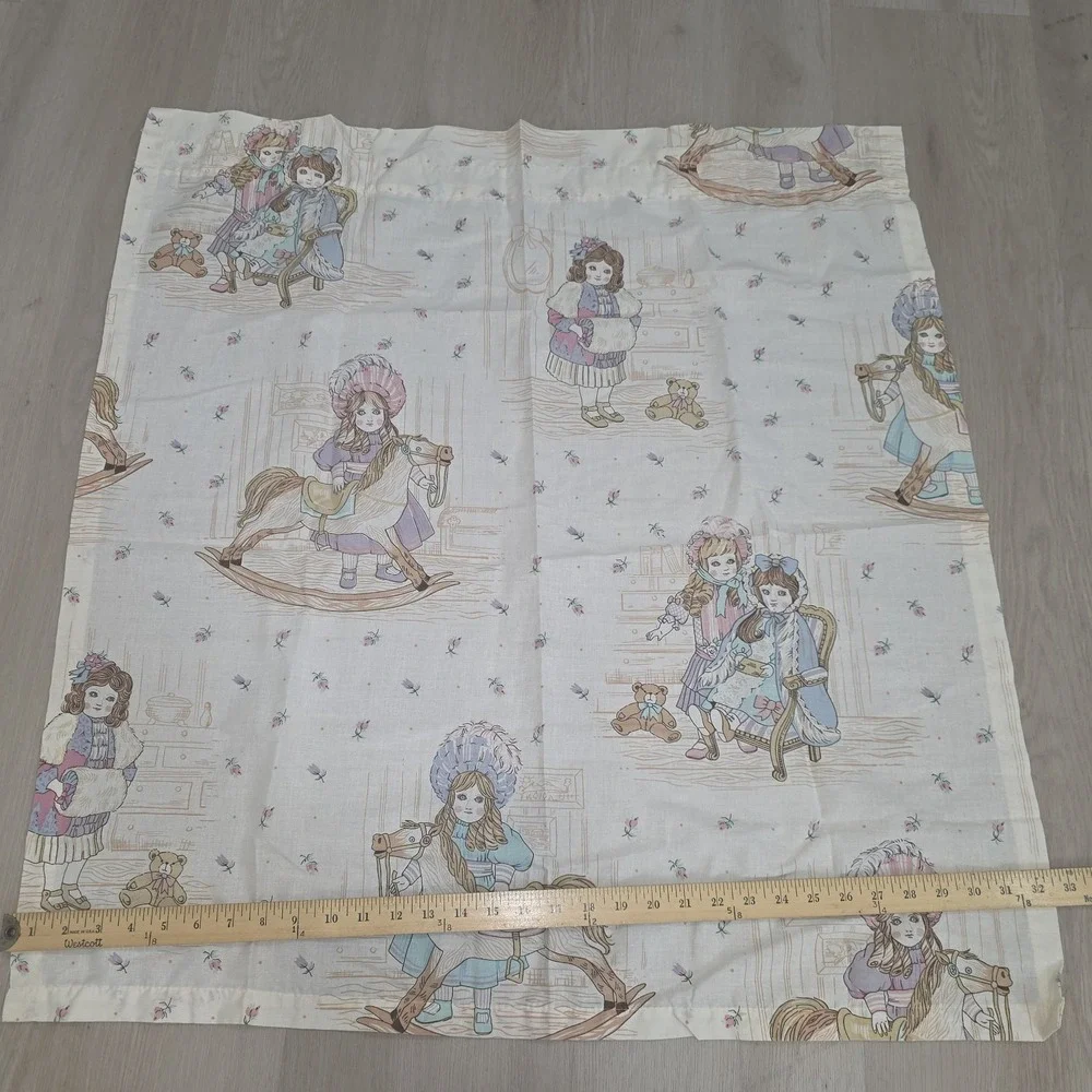 Vtg Jcpenney Victorian Doll Pattern Curtain Set / Pillowcase / Bed Skirt  Set